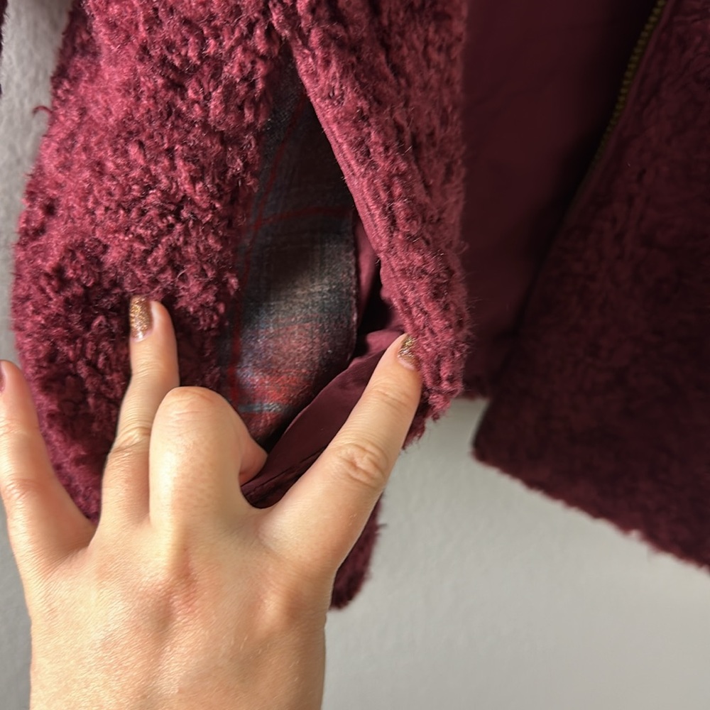 Pendleton Burgundy Sherpa Wool Blend Full Zip Jacket - Picture 11 of 12